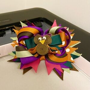 Colorful Lucky Owl Hair Bow Girls Kids NEW Custom Made